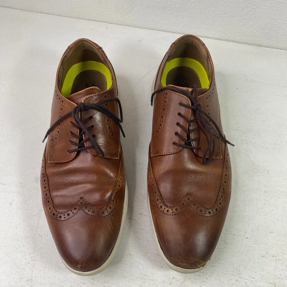 Florsheim Mens 10M Leather Brown Wingtip Oxford Dress Shoes Comfortech